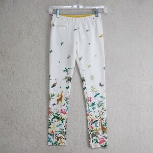 Zara Girls Leggings 11/12 White Animal Floral Print Soft Collection Elastic